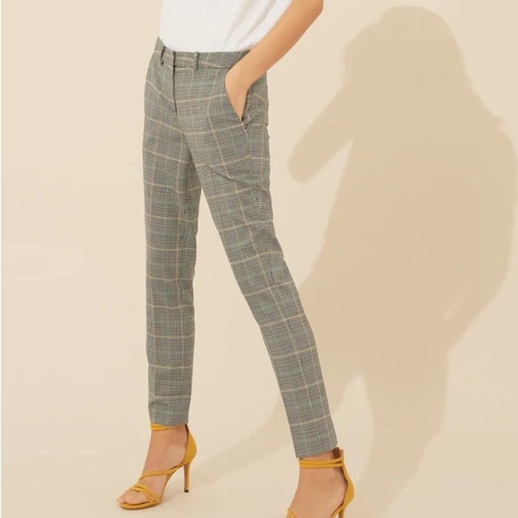 Ba&sh Gino Trousers Plaid 2 US 8 Wool Blend T1 - Picture 1 of 10